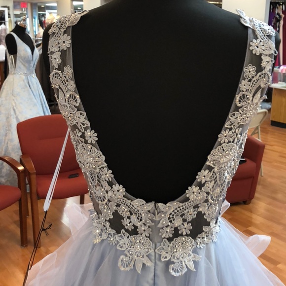 ✔️ Pewter prom dress with lace - Picture 5 of 8